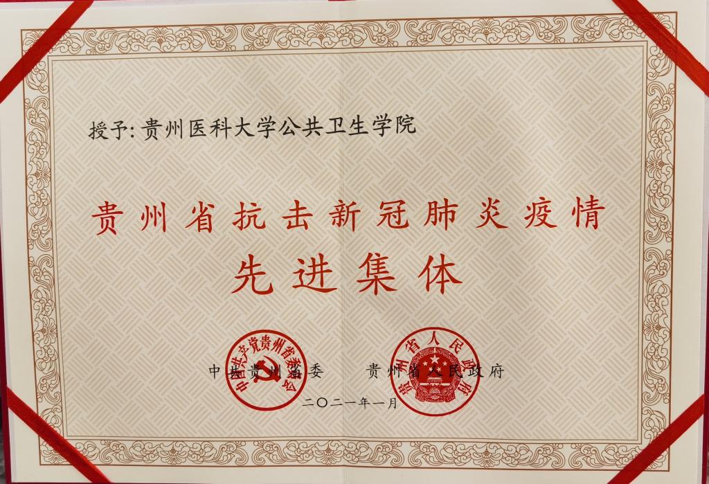 ​太阳成集团tyc122ccvip荣获贵州省抗疫先进集体1